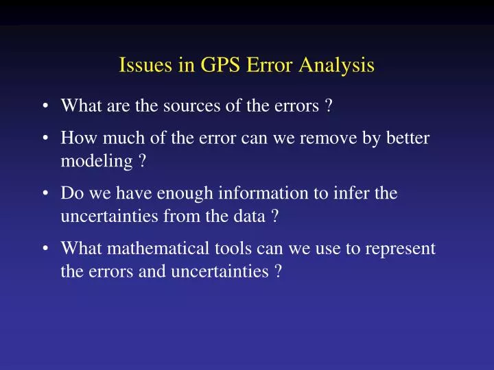 issues in gps error analysis