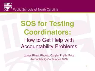 SOS for Testing Coordinators: