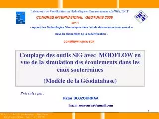 Couplage des outils SIG avec MODFLOW en vue de la simulation des écoulements dans les eaux souterraines (Modèle de la G