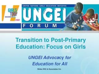 Transition to Post-Primary Education: Focus on Girls