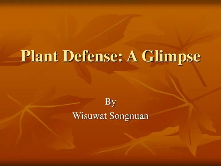 plant defense a glimpse