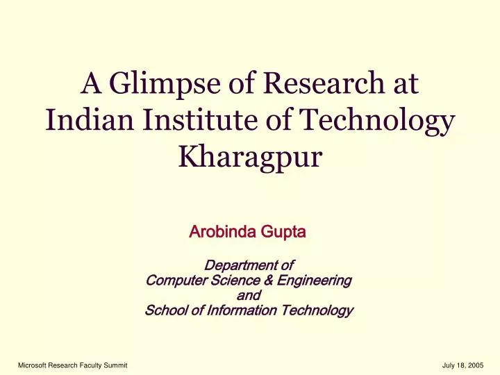 a glimpse of research at indian institute of technology kharagpur