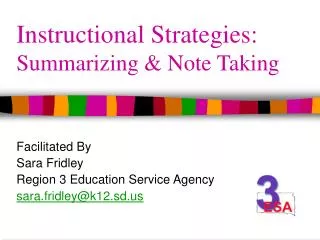 Instructional Strategies: Summarizing &amp; Note Taking