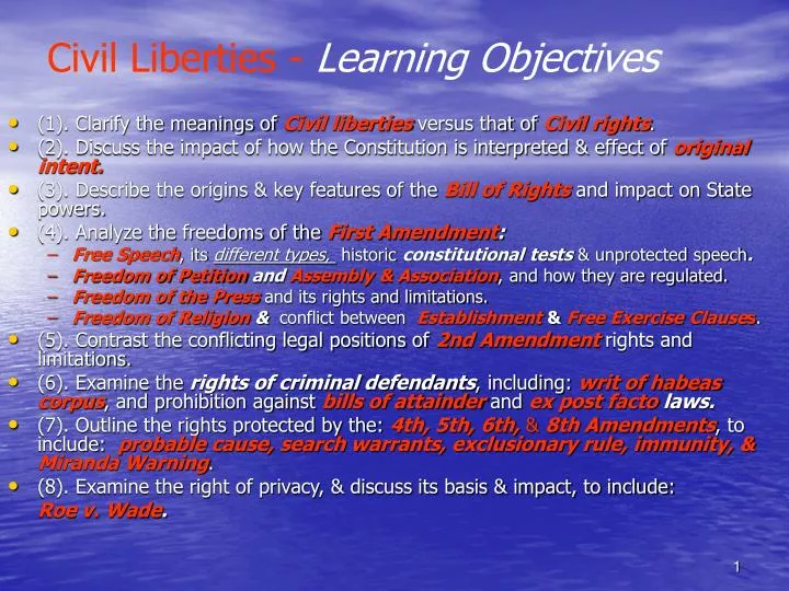 civil liberties learning objectives
