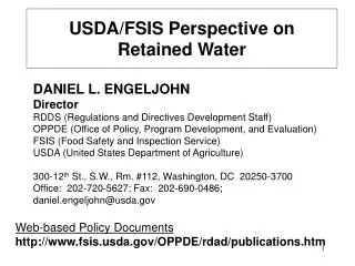 USDA/FSIS Perspective on Retained Water