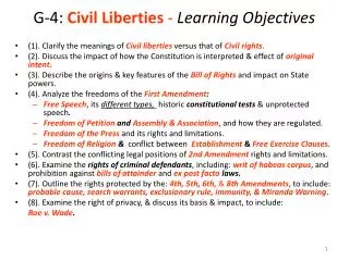 G-4: Civil Liberties - Learning Objectives