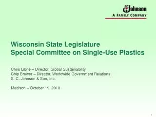 Wisconsin State Legislature Special Committee on Single-Use Plastics