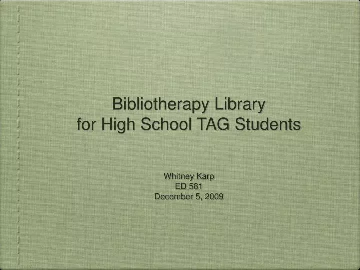 bibliotherapy library for high school tag students