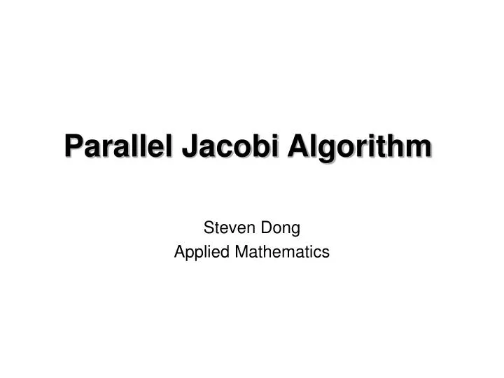 parallel jacobi algorithm