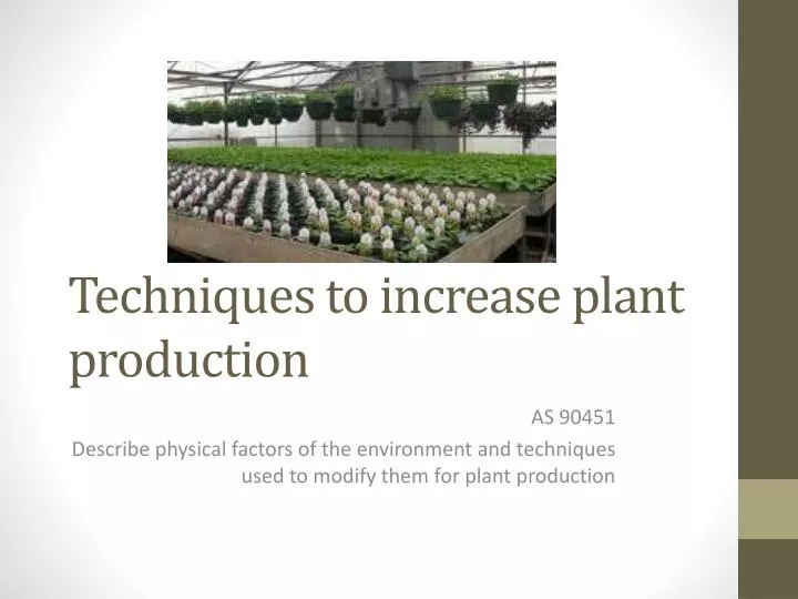 techniques to increase plant production