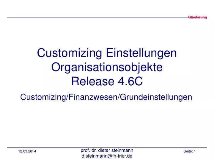 customizing einstellungen organisationsobjekte release 4 6c