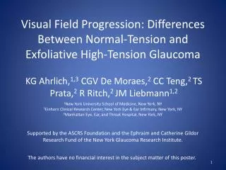 Visual Field Progression: Differences Between Normal-Tension and Exfoliative High-Tension Glaucoma