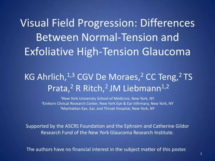 visual field progression differences between normal tension and exfoliative high tension glaucoma