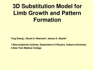 3D Substitution Model for Limb Growth and Pattern Formation