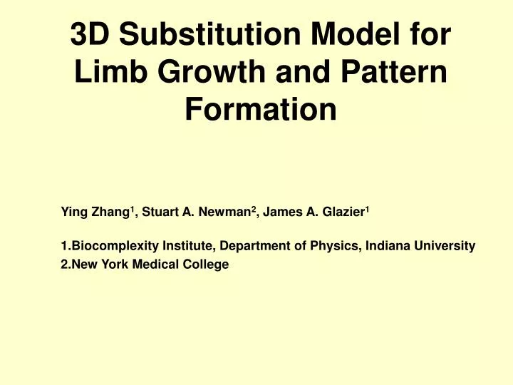 3d substitution model for limb growth and pattern formation