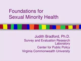 Foundations for Sexual Minority Health