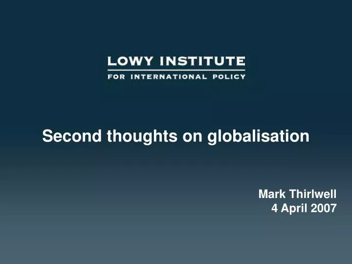 second thoughts on globalisation