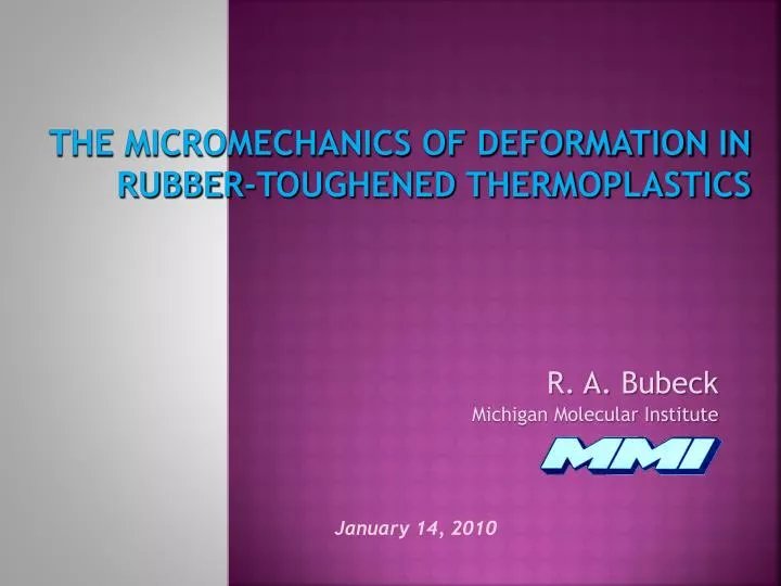the micromechanics of deformation in rubber toughened thermoplastics