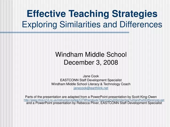 effective teaching strategies exploring similarities and differences