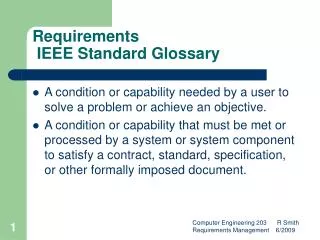 Requirements IEEE Standard Glossary