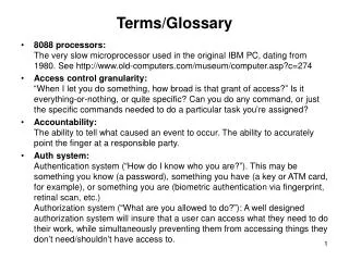 Terms/Glossary