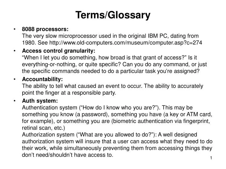 terms glossary
