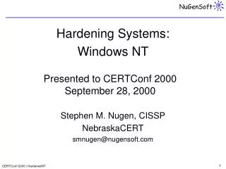 Hardening Systems: Windows NT