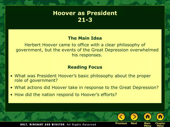 hoover as president 21 3