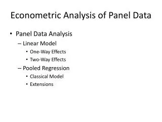 Econometric Analysis of Panel Data