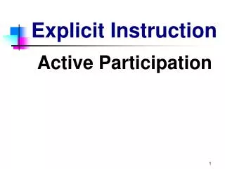 Elements of Explicit Instruction