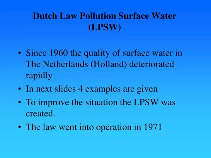 dutch law pollution surface water lpsw