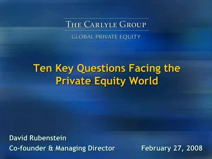 ten key questions facing the private equity world