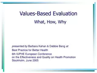 Values-Based Evaluation