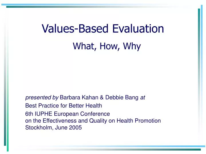 values based evaluation