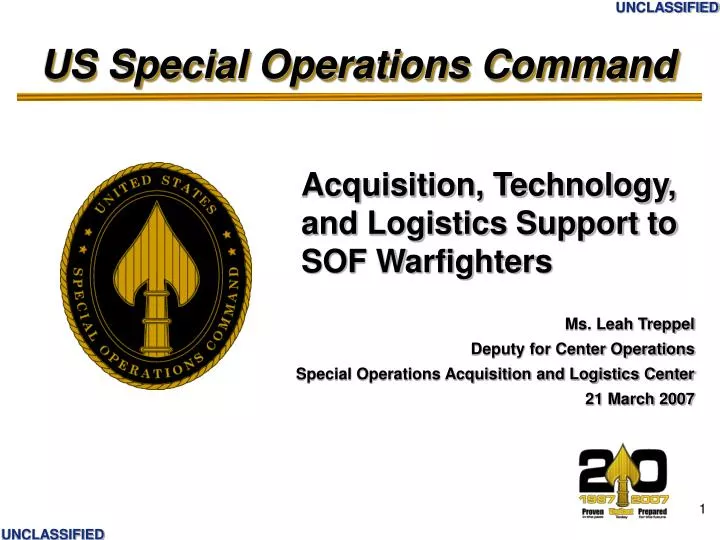 acquisition technology and logistics support to sof warfighters