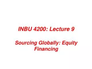 INBU 4200: Lecture 9