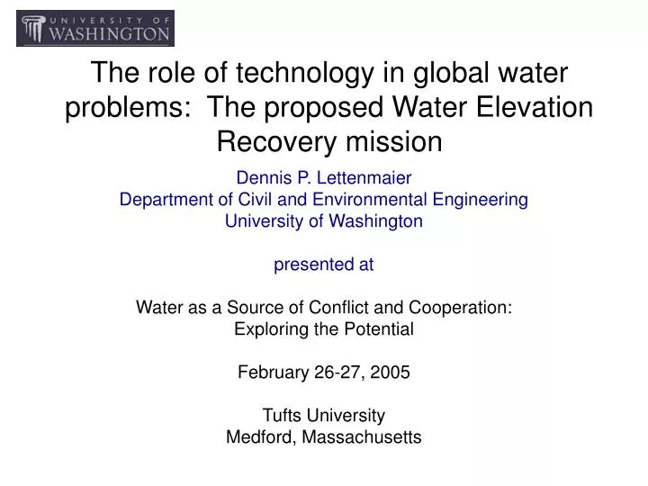 the role of technology in global water problems the proposed water elevation recovery mission