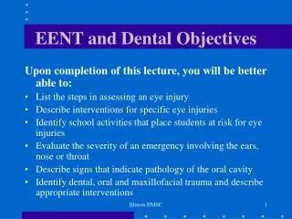 EENT and Dental Objectives