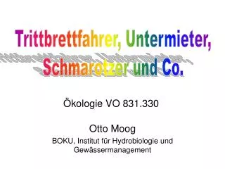 Otto Moog BOKU, Institut für Hydrobiologie und Gewässermanagement