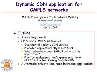 Dynamic CDN application for GMPLS networks