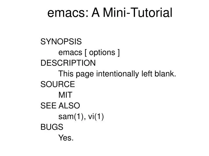 emacs a mini tutorial
