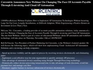 Corcentric Announces New Webinar On Changing The Face Of Acc