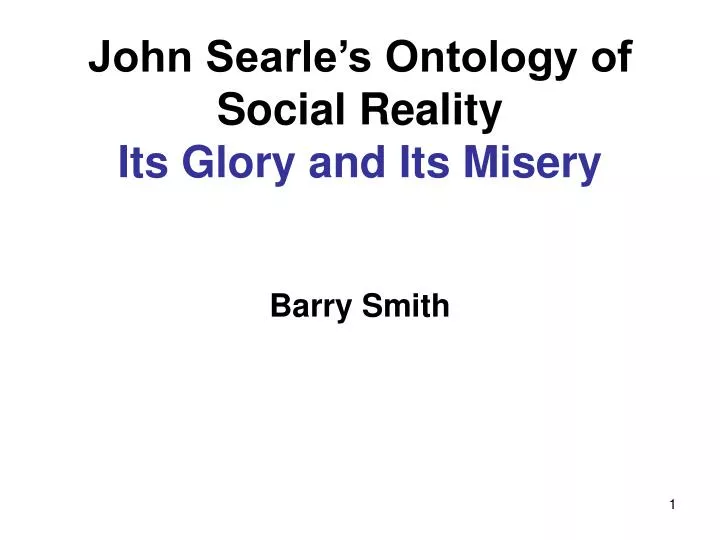 john searle s ontology of social reality its glory and its misery
