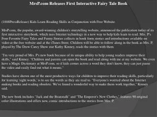 MrsP.com Releases First Interactive Fairy Tale Book