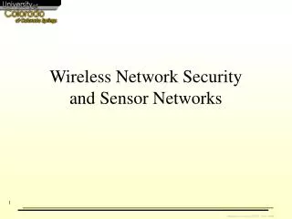 Wireless Network Security and Sensor Networks