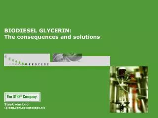 BIODIESEL GLYCERIN: The consequences and solutions