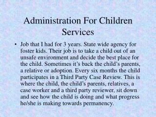 Administration For Children Services