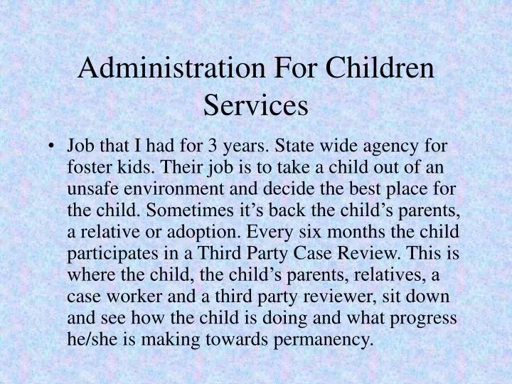 administration for children services