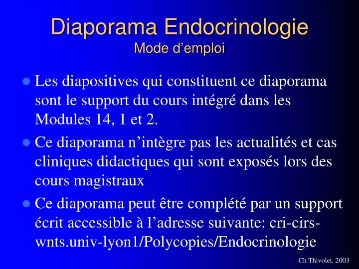 diaporama endocrinologie mode d emploi