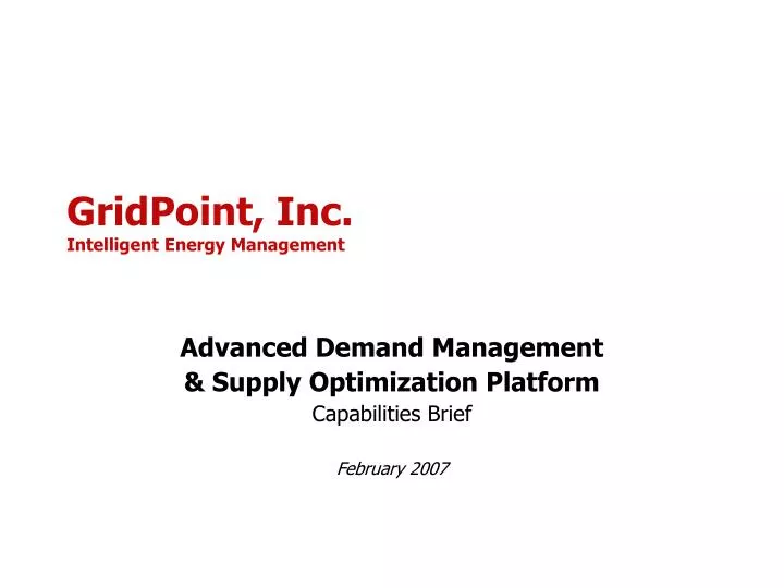 gridpoint inc intelligent energy management